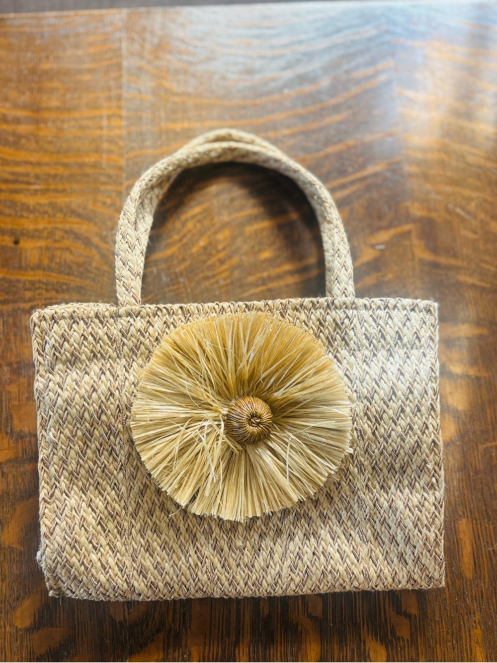 Woven Raffia Mini Tote in Natural
